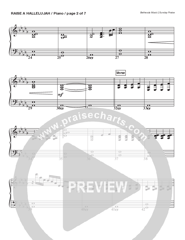 Raise A Hallelujah (Live) Piano Sheet (Bethesda Music / Arr. Brent Brunson)