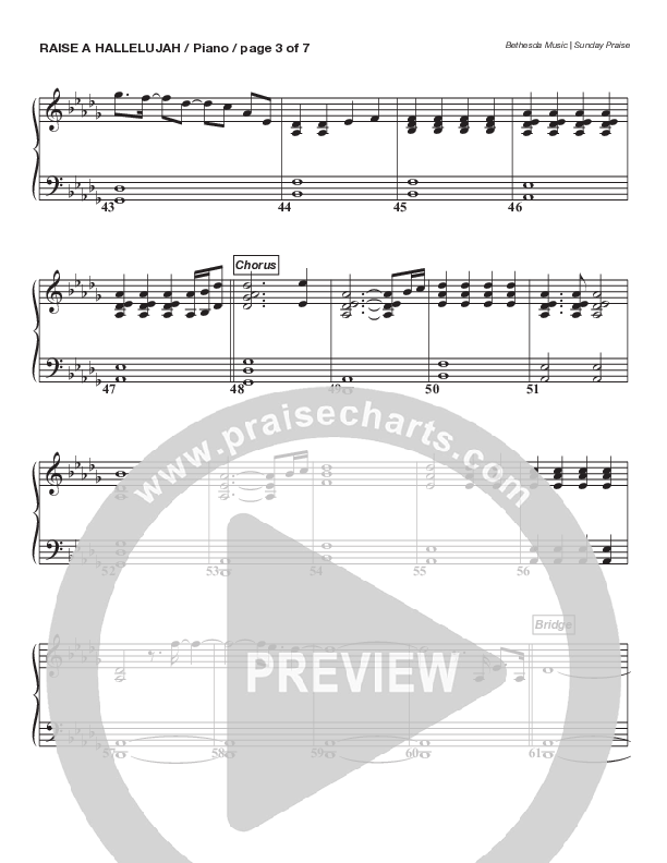 Raise A Hallelujah (Live) Piano Sheet (Bethesda Music / Arr. Brent Brunson)