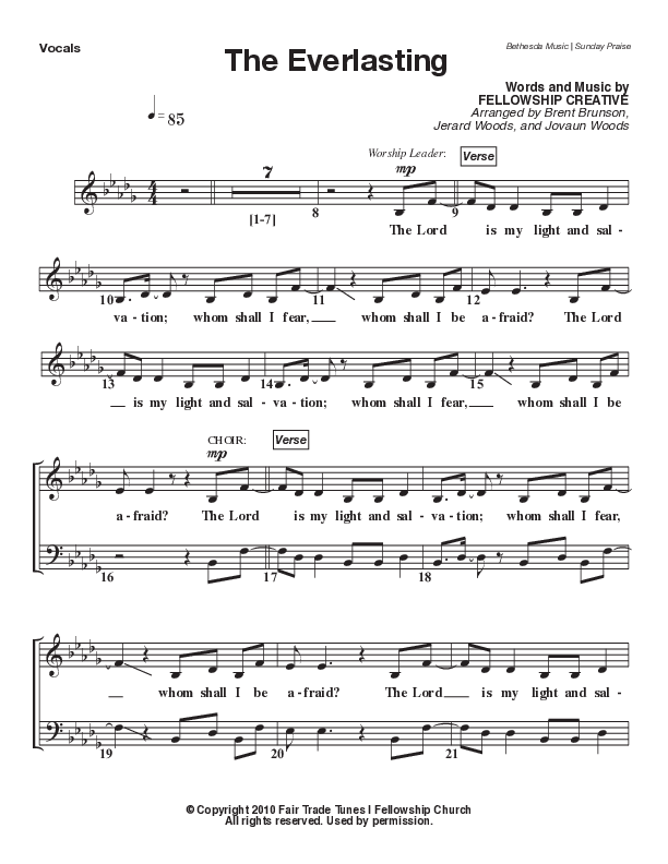 The Everlasting (Live) Choir Sheet (SATB) (Bethesda Music / Arr. Brent Brunson)