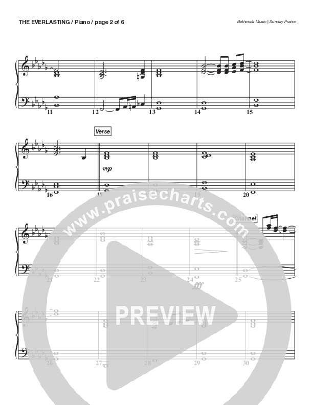The Everlasting (Live) Piano Sheet (Bethesda Music / Arr. Brent Brunson)