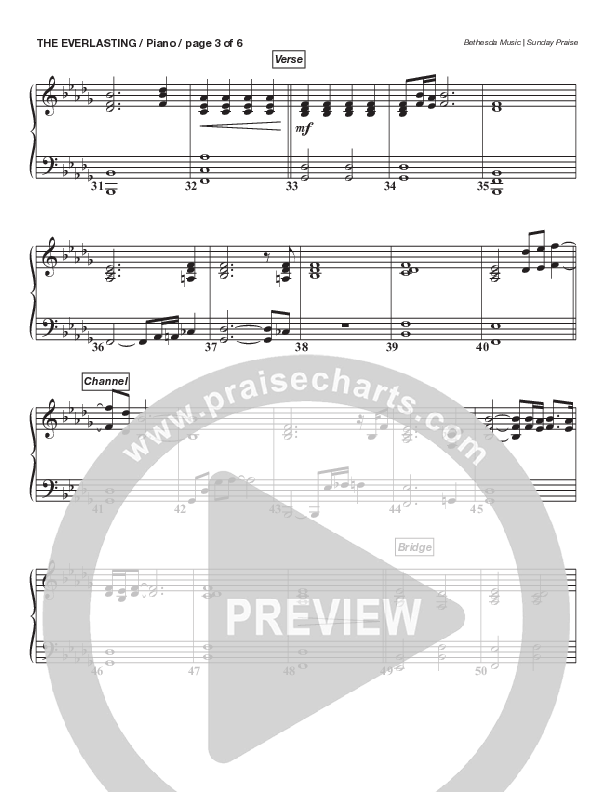 The Everlasting (Live) Piano Sheet (Bethesda Music / Arr. Brent Brunson)