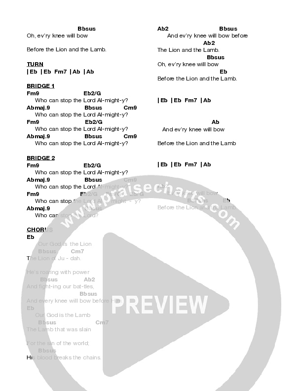 The Lion And The Lamb (Live) Chord Chart (Bethesda Music / Arr. Brent Brunson)