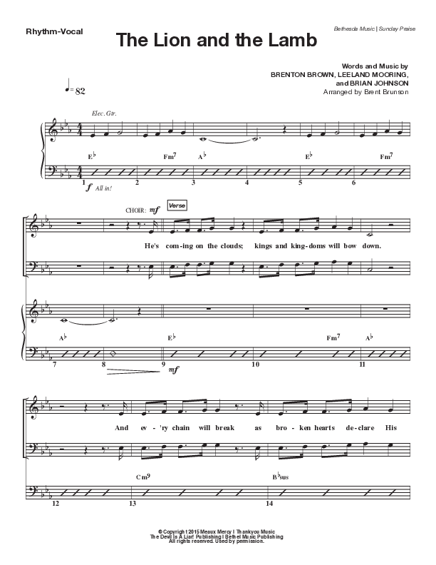 The Lion And The Lamb (Live) Rhythm/Vocal (Bethesda Music / Arr. Brent Brunson)