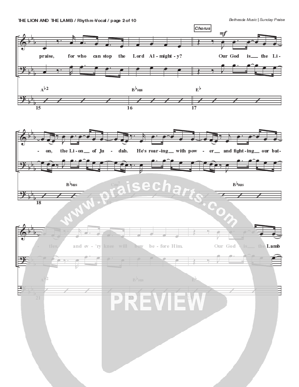 The Lion And The Lamb (Live) Rhythm/Vocal (Bethesda Music / Arr. Brent Brunson)