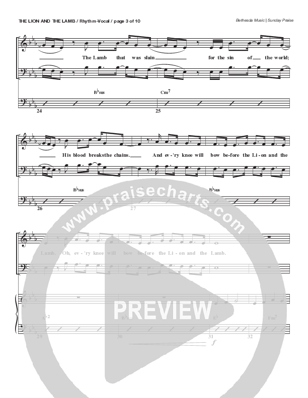 The Lion And The Lamb (Live) Rhythm/Vocal (Bethesda Music / Arr. Brent Brunson)