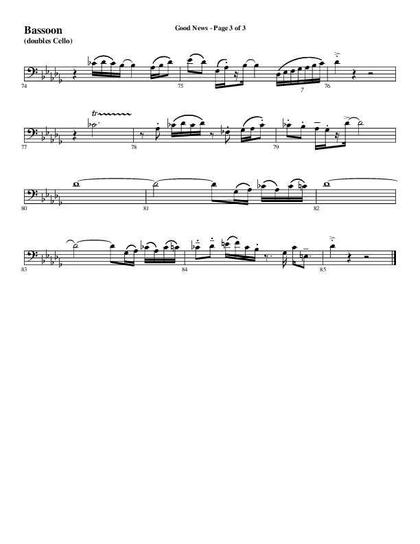 Good News (Choral Anthem SATB) Bassoon (Word Music Choral / Arr. Luke Gambill / Orch. Jared Haschek)