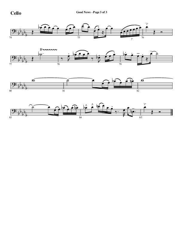 Good News (Choral Anthem SATB) Cello (Word Music Choral / Arr. Luke Gambill / Orch. Jared Haschek)