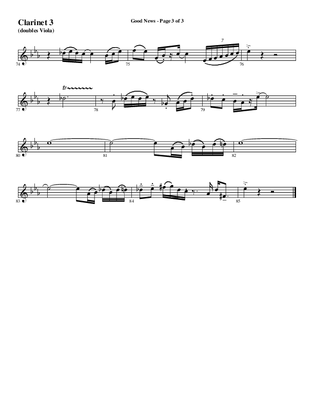 Good News (Choral Anthem SATB) Clarinet 3 (Word Music Choral / Arr. Luke Gambill / Orch. Jared Haschek)