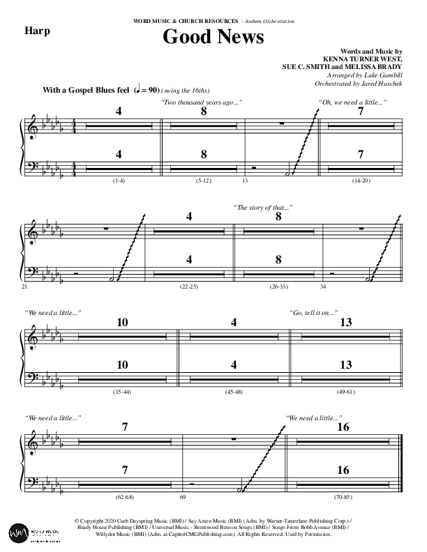Good News (Choral Anthem SATB) Harp (Word Music Choral / Arr. Luke Gambill / Orch. Jared Haschek)