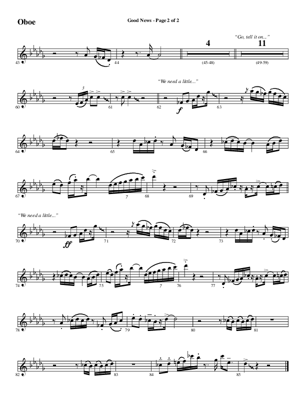 Good News (Choral Anthem SATB) Oboe (Word Music Choral / Arr. Luke Gambill / Orch. Jared Haschek)