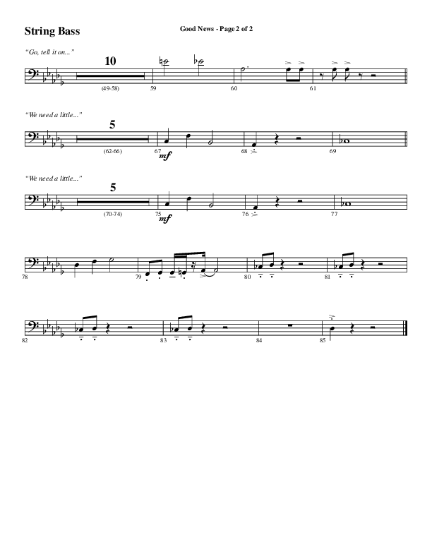 Good News (Choral Anthem SATB) String Bass (Word Music Choral / Arr. Luke Gambill / Orch. Jared Haschek)