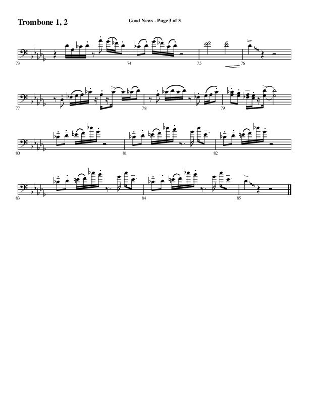 Good News (Choral Anthem SATB) Trombone 1/2 (Word Music Choral / Arr. Luke Gambill / Orch. Jared Haschek)