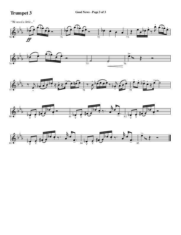 Good News (Choral Anthem SATB) Trumpet 3 (Word Music Choral / Arr. Luke Gambill / Orch. Jared Haschek)