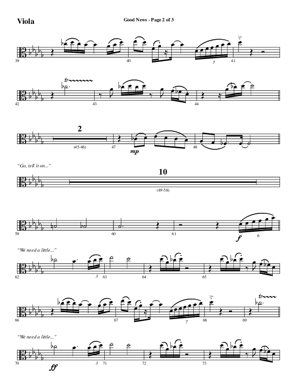 Good News (Choral Anthem SATB) Viola (Word Music Choral / Arr. Luke Gambill / Orch. Jared Haschek)