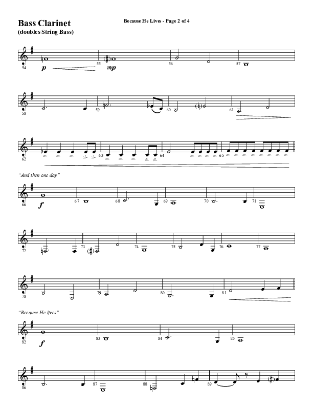 Because He Lives with He Lives (My Peace) (Choral Anthem SATB) Bass Clarinet (Word Music Choral / Arr. Tim Paul)