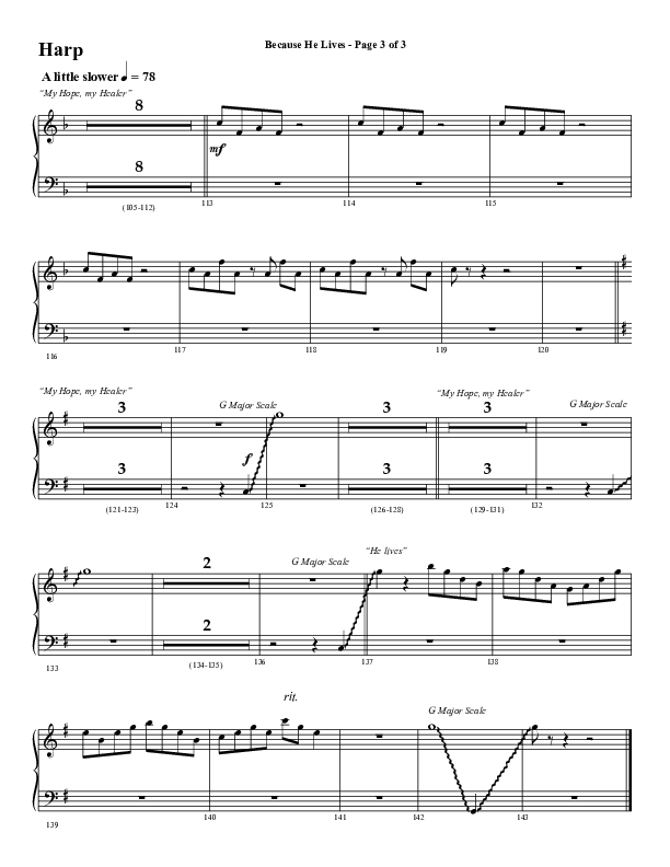 Because He Lives with He Lives (My Peace) (Choral Anthem SATB) Harp (Word Music Choral / Arr. Tim Paul)