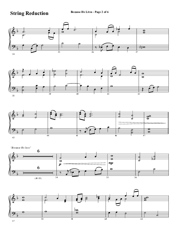 Because He Lives with He Lives (My Peace) (Choral Anthem SATB) String Reduction (Word Music Choral / Arr. Tim Paul)