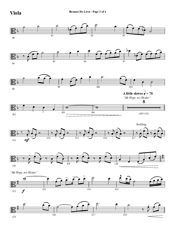 Because He Lives with He Lives (My Peace) (Choral Anthem SATB) Viola (Word Music Choral / Arr. Tim Paul)