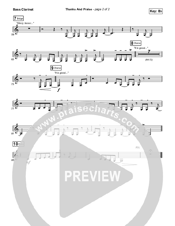 Thanks And Praise (Choral Anthem SATB) Bass Clarinet (Songs From The Soil / Lucy Grimble / Philippa Hanna / Rich DiCas / Arr. Phil Nitz)