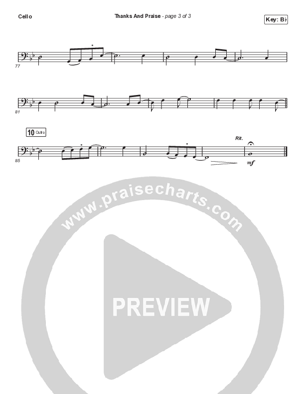 Thanks And Praise (Choral Anthem SATB) Cello (Songs From The Soil / Lucy Grimble / Philippa Hanna / Rich DiCas / Arr. Phil Nitz)