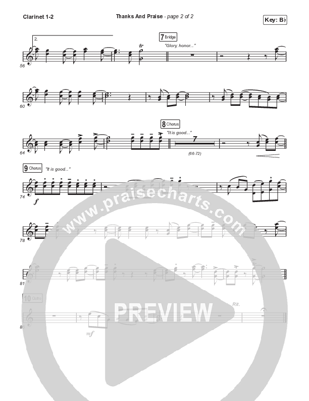 Thanks And Praise (Choral Anthem SATB) Clarinet 1/2 (Songs From The Soil / Lucy Grimble / Philippa Hanna / Rich DiCas / Arr. Phil Nitz)