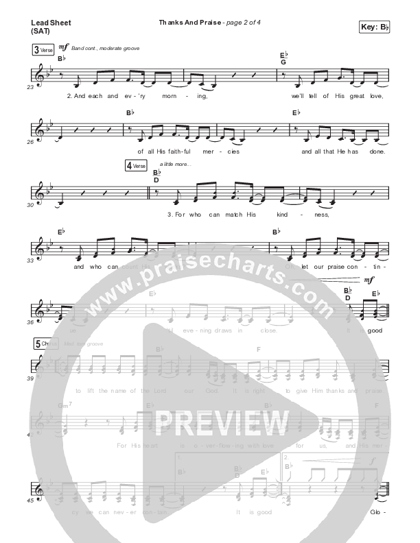 Thanks And Praise (Choral Anthem SATB) Lead Sheet (SAT) (Songs From The Soil / Lucy Grimble / Philippa Hanna / Rich DiCas / Arr. Phil Nitz)
