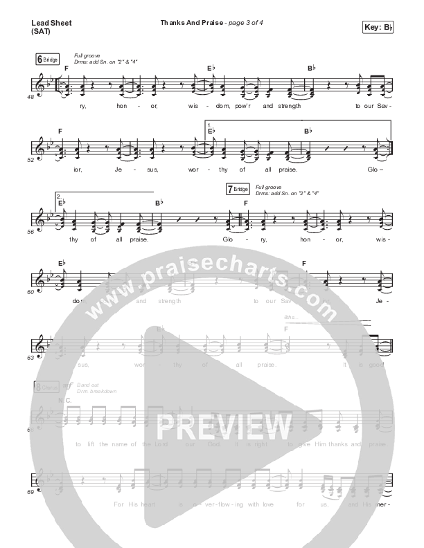 Thanks And Praise (Choral Anthem SATB) Lead Sheet (SAT) (Songs From The Soil / Lucy Grimble / Philippa Hanna / Rich DiCas / Arr. Phil Nitz)