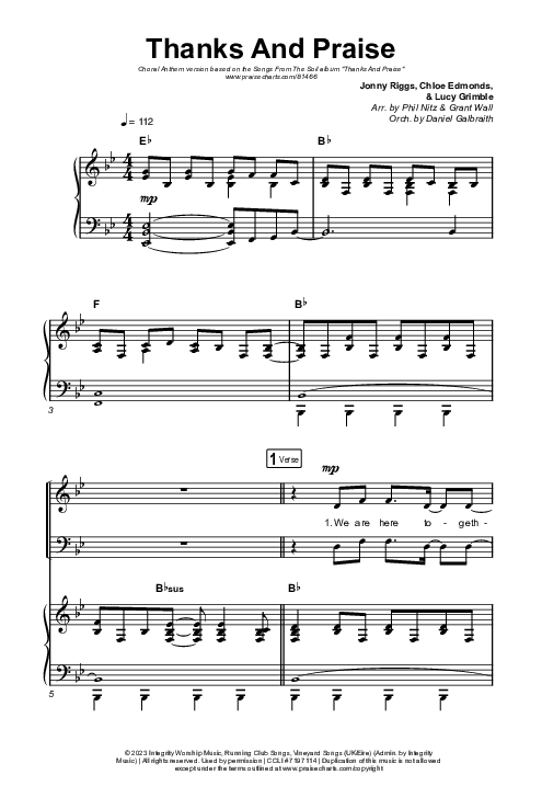 Thanks And Praise (Choral Anthem SATB) Octavo (SATB & Pno) (Songs From The Soil / Lucy Grimble / Philippa Hanna / Rich DiCas / Arr. Phil Nitz)
