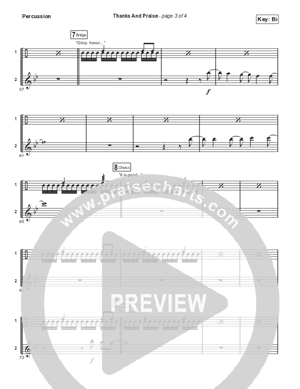 Thanks And Praise (Choral Anthem SATB) Percussion (Songs From The Soil / Lucy Grimble / Philippa Hanna / Rich DiCas / Arr. Phil Nitz)