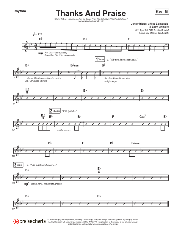 Thanks And Praise (Choral Anthem SATB) Rhythm Pack (Songs From The Soil / Lucy Grimble / Philippa Hanna / Rich DiCas / Arr. Phil Nitz)