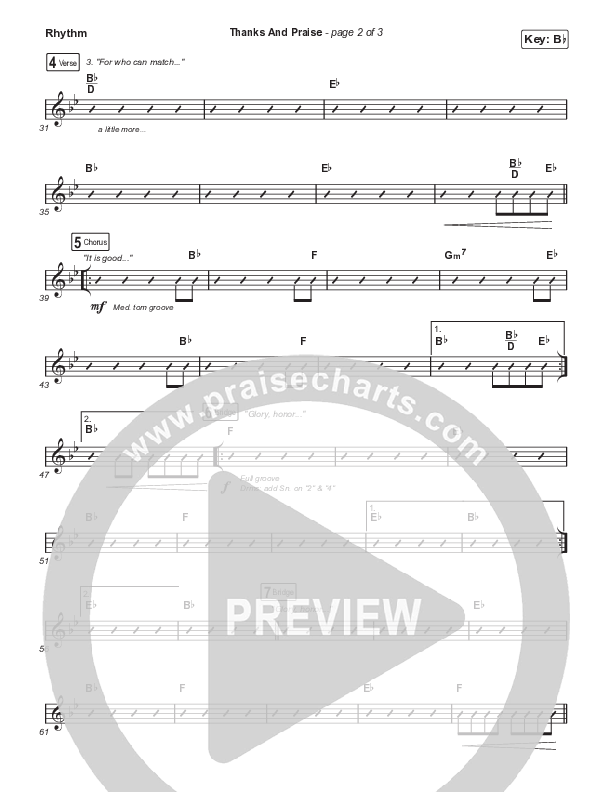 Thanks And Praise (Choral Anthem SATB) Rhythm Chart (Songs From The Soil / Lucy Grimble / Philippa Hanna / Rich DiCas / Arr. Phil Nitz)