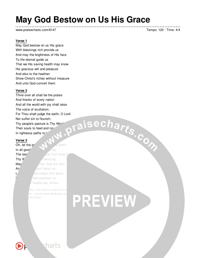 May God Bestow on Us His Grace Lyrics (Traditional Hymn)