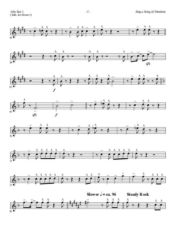 Sing A Song Of Freedom with This Land Is Your Land (Choral Anthem SATB) Alto Sax (Lillenas Choral / Arr. David Clydesdale)