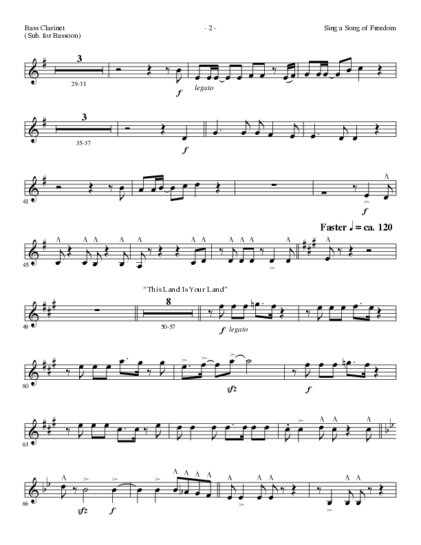 Sing A Song Of Freedom with This Land Is Your Land (Choral Anthem SATB) Bass Clarinet (Lillenas Choral / Arr. David Clydesdale)