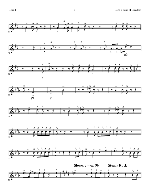 Sing A Song Of Freedom with This Land Is Your Land (Choral Anthem SATB) French Horn 1 (Lillenas Choral / Arr. David Clydesdale)