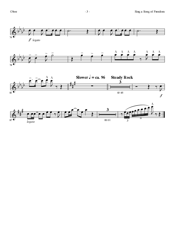 Sing A Song Of Freedom with This Land Is Your Land (Choral Anthem SATB) Oboe (Lillenas Choral / Arr. David Clydesdale)