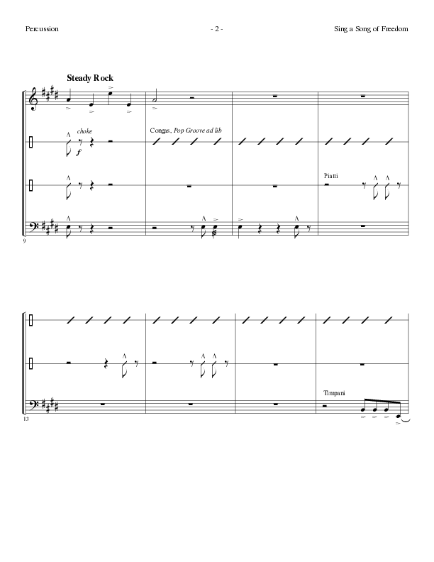 Sing A Song Of Freedom with This Land Is Your Land (Choral Anthem SATB) Percussion (Lillenas Choral / Arr. David Clydesdale)