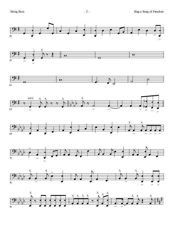 Sing A Song Of Freedom with This Land Is Your Land (Choral Anthem SATB) String Bass (Lillenas Choral / Arr. David Clydesdale)