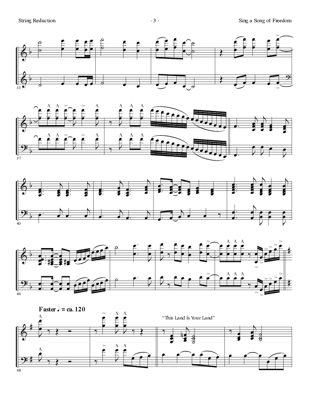Sing A Song Of Freedom with This Land Is Your Land (Choral Anthem SATB) String Reduction (Lillenas Choral / Arr. David Clydesdale)