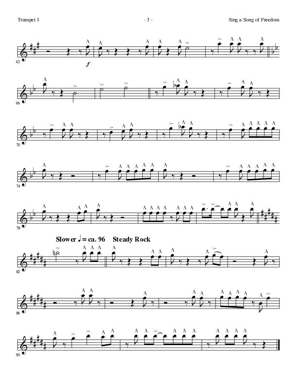 Sing A Song Of Freedom with This Land Is Your Land (Choral Anthem SATB) Trumpet 1 (Lillenas Choral / Arr. David Clydesdale)