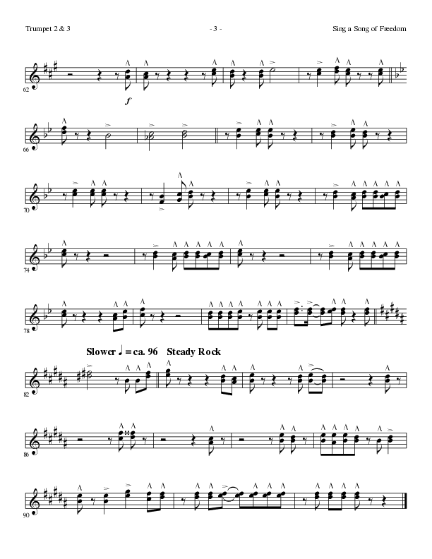 Sing A Song Of Freedom with This Land Is Your Land (Choral Anthem SATB) Trumpet 2/3 (Lillenas Choral / Arr. David Clydesdale)