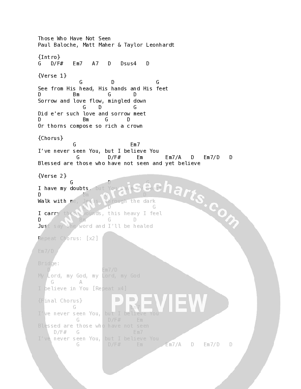 Those Who Have Not Seen Chord Chart (Anchor Hymns / Paul Baloche / Taylor Leonhardt / Matt Maher)