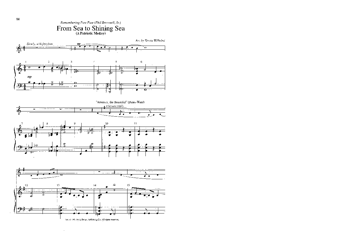 From Sea To Shining Sea (A Patriotic Medley) (Choral Anthem SATB) Anthem (SATB/Piano) (Lillenas Choral / Arr. Teresa Wilhelmi)