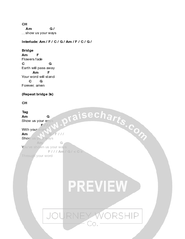 Your Word (Live) Chord Chart (Journey Worship Co)