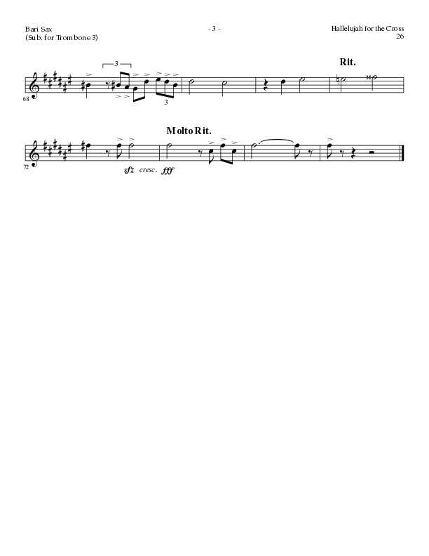 Hallelujah For The Cross (with My Savior's Love, Had It Not Been, I Will Glory In The Cross, The Old (Choral Anthem SATB) Bari Sax (Lillenas Choral / Arr. Mike Speck / Arr. Cliff Duren / Orch. Danny Zaloudik)