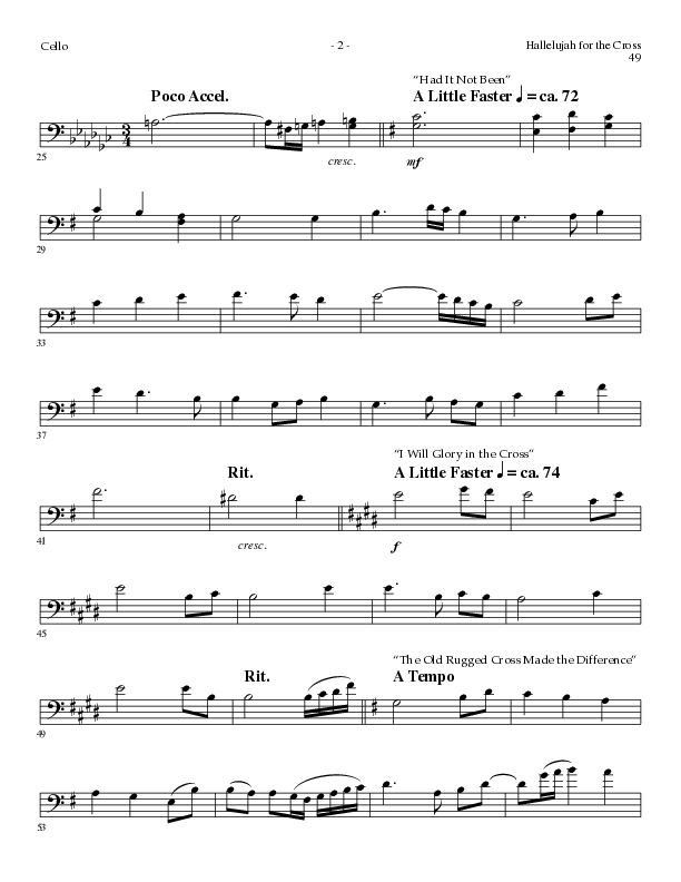 Hallelujah For The Cross (with My Savior's Love, Had It Not Been, I Will Glory In The Cross, The Old (Choral Anthem SATB) Cello (Lillenas Choral / Arr. Mike Speck / Arr. Cliff Duren / Orch. Danny Zaloudik)
