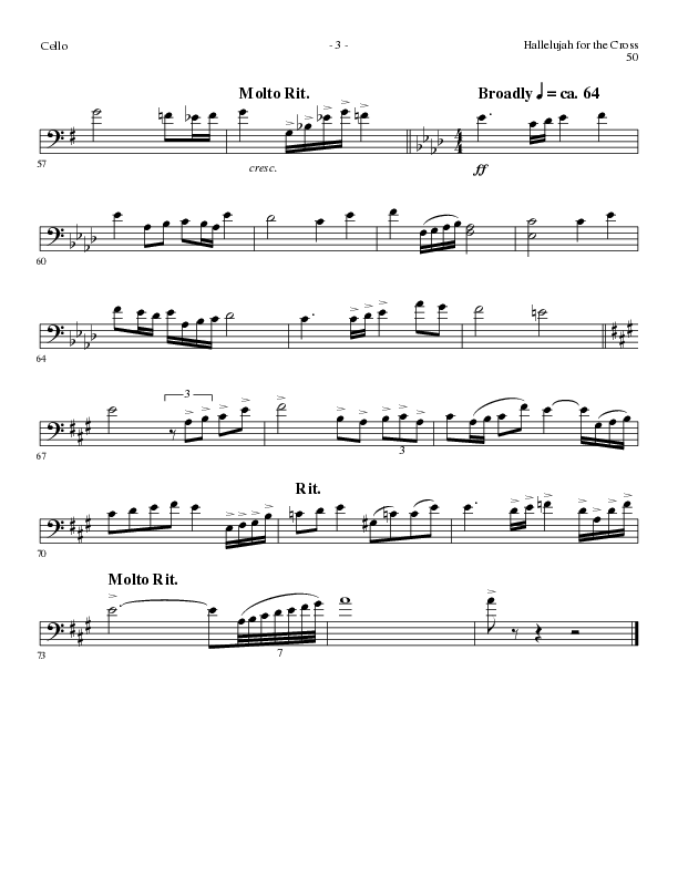Hallelujah For The Cross (with My Savior's Love, Had It Not Been, I Will Glory In The Cross, The Old (Choral Anthem SATB) Cello (Lillenas Choral / Arr. Mike Speck / Arr. Cliff Duren / Orch. Danny Zaloudik)