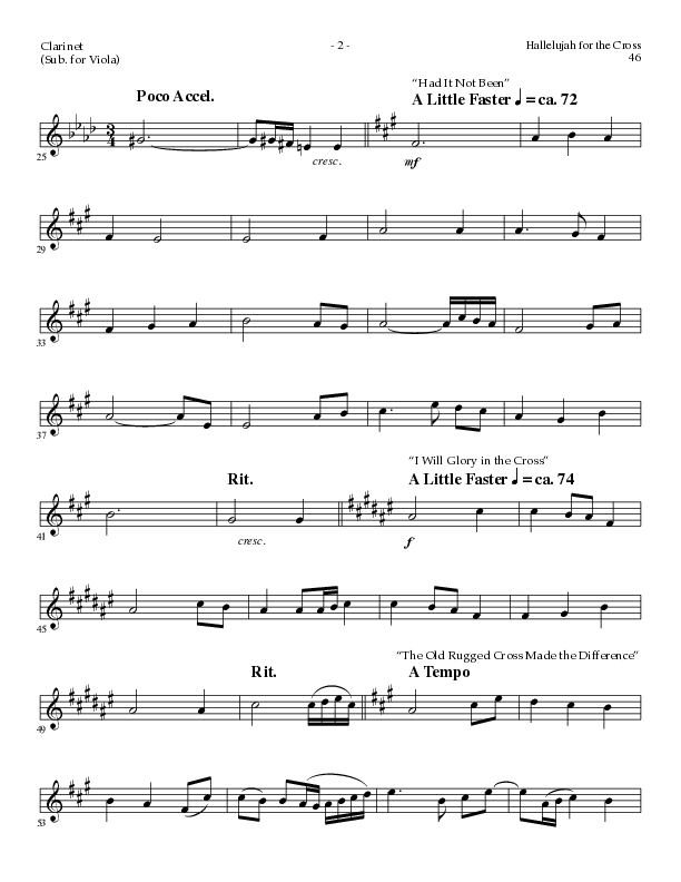 Hallelujah For The Cross (with My Savior's Love, Had It Not Been, I Will Glory In The Cross, The Old (Choral Anthem SATB) Clarinet (Lillenas Choral / Arr. Mike Speck / Arr. Cliff Duren / Orch. Danny Zaloudik)