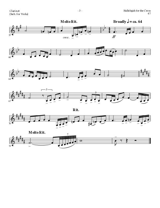 Hallelujah For The Cross (with My Savior's Love, Had It Not Been, I Will Glory In The Cross, The Old (Choral Anthem SATB) Clarinet (Lillenas Choral / Arr. Mike Speck / Arr. Cliff Duren / Orch. Danny Zaloudik)