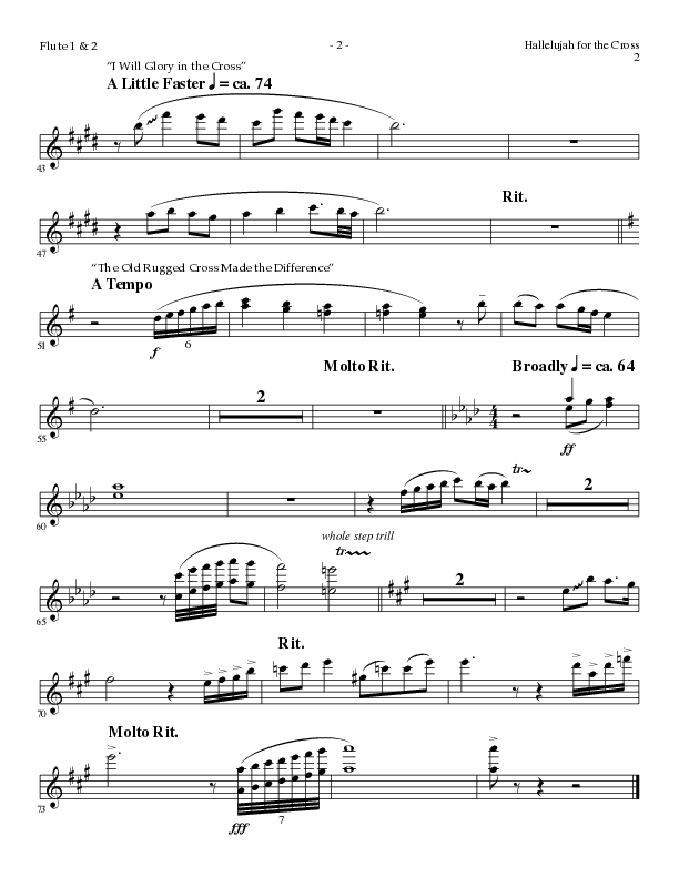 Hallelujah For The Cross (with My Savior's Love, Had It Not Been, I Will Glory In The Cross, The Old (Choral Anthem SATB) Flute 1/2 (Lillenas Choral / Arr. Mike Speck / Arr. Cliff Duren / Orch. Danny Zaloudik)